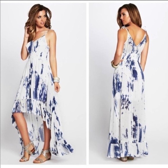 GUESS Flowy Marble Print High Low Dress Women&rsquo;s XS Sleeveless Maxi Hi-Low