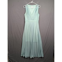 Alexa B Mint Green V-Neck Sleeveless Maxi Gown Rhinestone Accents Size 6