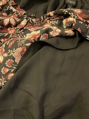 Black Coral White M Dress Talbots Elastic Waist Lined Midi Blouse Sleeves BNWT