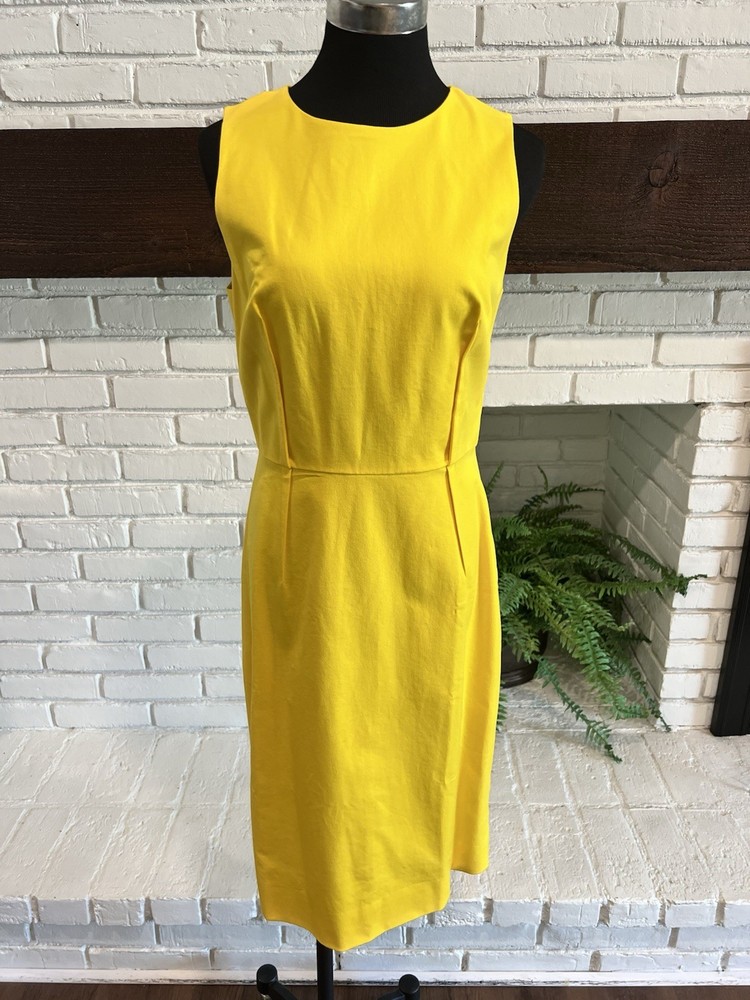 JCrew $148 Sheath dress in bi-stretch cotton Women Sz 6 Crisp Yellow L2611