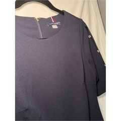 Tommy Hilfiger Dark Navy Blue Split Cold Shoulder Button Sleeve Sheath Dress 4