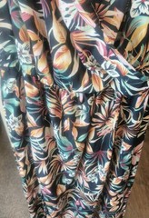 Tropical Floral Maxi Dress Women Size 2XL Lightweight Stretch Waist Flowy