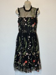 Black Floral Embroidered Mesh Fit & Flare Dress Juniors 15 Fairy Whimsigoth