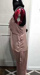No Comment Womens XL Blush Satin Slip Dress Midi Side Slit Side Zip Spaghetti