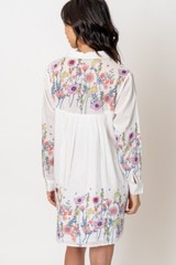 En Creme Women&rsquo;s Floral Blooms Stitched Detail Long Sleeve Mini Dress