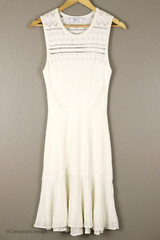 Bailey 44 Evalina Sz Medium Creme Fraiche White Knit Knee Length Midi Dress