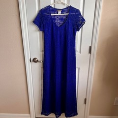Tommy Bahama Women&rsquo;s Lined Crochet Maxi Dress Beach Cover Up Cobalt Blue S/P