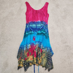 Flower brand dress Corset up front tie in back Tie Die sleeveless dress