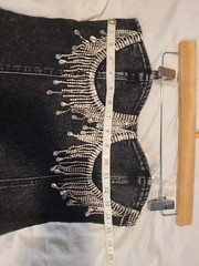 Cloud Ten Black Denim Dangling Rhinestone Blinged Body Con Dress Size Small