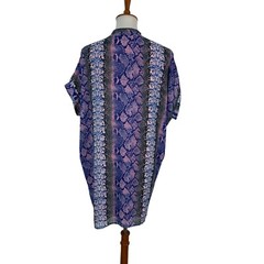 Karlie Dress Womens Medium Blue Tunic Short Sleeve Boho Festival Vacay