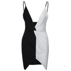 Black and White Plunge Mini Dress, Plunging V-Neck, Clubwear, BNWT