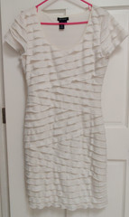 Max Edition Tiered Ruffle Stretch Body Con Dress Soft White XL