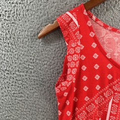 New Directions Asymmetrical Hem A-Line Dress Womens S Red Paisley Sleeveless NEW