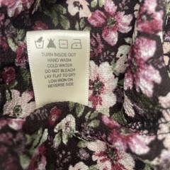 Allison& Kelly BlackBurgundy Pink Floral Vneck Ruffled Cuff Mini Dress XL