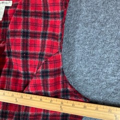 Vintage Eddie Bauer Button Front Shift Dress Womens 12P Red Plaid Wool Nylon