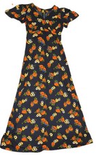 Women’s Multicolor Tropical Boho Floral V-Neck Maxi Dress Short Sleeve Small