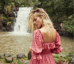 do*EN Square neck polka dot embroidered dress