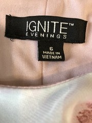 NWT Ignite Evenings size 6 pink grey black floral sleeveless ruffled dress