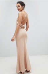 Jarlo NWT Tenny Halter Maxi Dress in Nude, Size 8 Petite