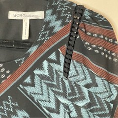 NWOT BCBGeneration Boho Chic Aztec Print Mini Dress Crochet Detail, Small