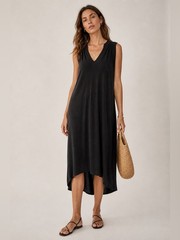 Michael Stars Black Swing Midi Dress Sleeveless V Neck Small