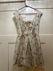 Disney Hot Topic Cinderella Fit & Flare Dress Lace-Up Small Blue Beige Floral