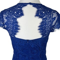 BB Dakota Royal Blue Floral Lace Sheath Dress Open Back Cap Sleeve Women&rsquo;s Small