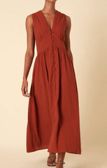 NWT Nobody&rsquo;s Child Starlight Midaxi Dress in Burnt Orange Sleeveless Sz US 0