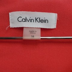 Calvin Klein A-Line Womens 16 Orange Black Polyester Stretch Round Neck Back Zip