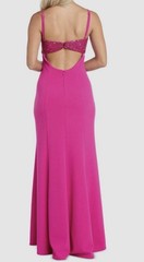Morgan & Co. Junior’s Pink One-Shoulder Sequin Scuba Crepe Maxi Dress- Size-0