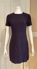 NWOT Sandro Paris Size 2 Navy and Red Embroidered Cutout jacquard mini dress