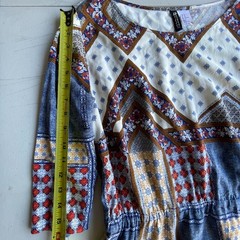 Divided Size 14 Blue Paisley Patchwork Mini Dress Boho Festival Viscose