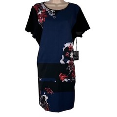 New Simply Vera Vera Wang Dress Women&rsquo;s XL Above Knee Short Sleeve Floral Shift