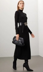Tory Burch Gold Button Turtleneck Knit Maxi Dress – Women&rsquo;s Black Size 6