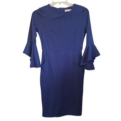 Blue Dress With Bell Sleeves By Glory Sunshine Womens Sz M Polyester & Cotton Bl