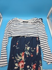 Merokeety L Women&rsquo;s Dress M Stretchy Silky Floral Sexy Party + White Stripes