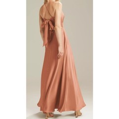 AW BRIDAL 2 XS raw sienna orange crystal satin Mattie formal maxi dress NEW B38