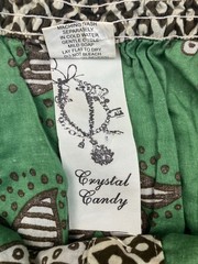 Crystal Candy MEDIUM Green Cotton Short Halter Dress Boho 80s 90s