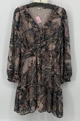 Maurices Preowned Womens Long Sleeve Sheer Lined Multicolored Shift Dress Medium