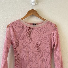 Jean Paul Gaultier Y2K Soleil Lace Mesh Bodycon Mini Dress L Pink Floral Italy