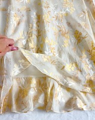 Jones New York Size 8 Leaf Print Burnout Silk Rayon Attached Jacket Dress Cream