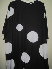 Miss Look MAXI DRESS BLACK W/WHITE CIRCLES WOMAN SZ 2XL-ELBOW LENGTH SLEEVES