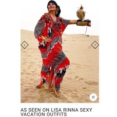 Shahida Parides Nomad Kaftan feather print Lisa Rinna Real Housewives OS One Sz