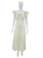 LoveShackFancy Women&rsquo;s Kelly Crochet Lace Ruffle Silk Beige Maxi Gown Dress XS