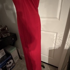 Michael Michael Kors Red Solid Halter Neck Sleeveless Maxi Long Jumpsuit Size M