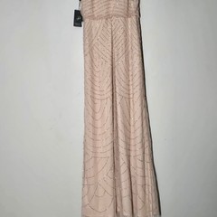 NWT Adrianna Papell Beaded Halter Gown Blush Formal Dress Size 8