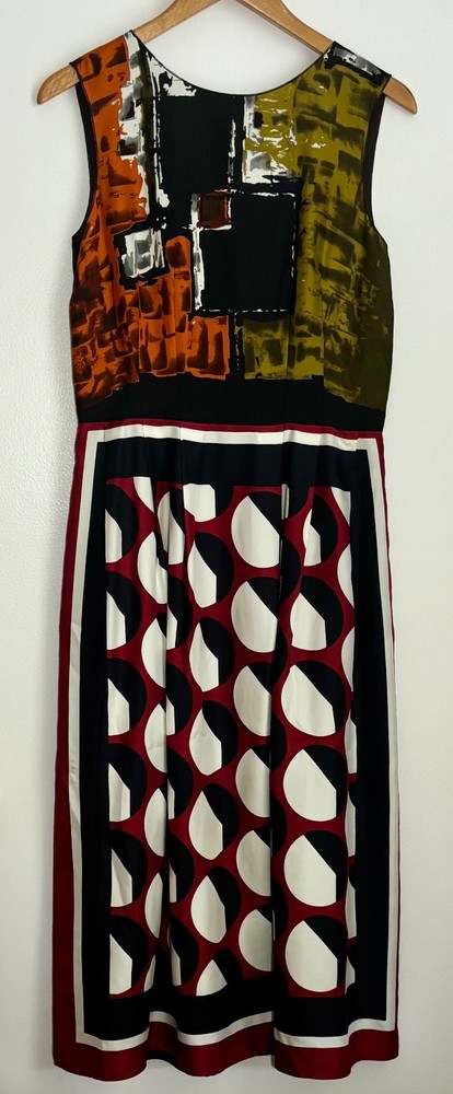 Archival Dolce & Gabbana Spliced Geometric Silk Sleeveless Dress IT 42