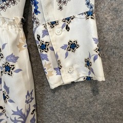 Sandro Paris 100% Silk Heart Floral Drop Waist Shirt Dress Women 38 Large Button