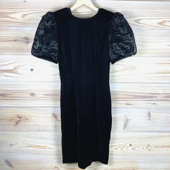 Vtg Sharon Young Dresses Women 6 Black Velvet Puff Sleeve Ballet Croquette