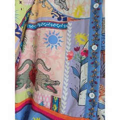 Endless Moon Patchwork Satin Mini Dress NWT Celestial Vacation Shirt Tunic S